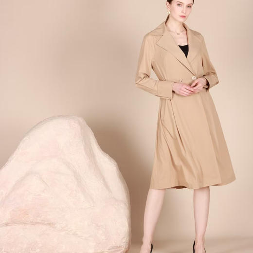 顺丰包邮41757洛诗琳法式超舒适四面弹风衣连衣裙3S80250 商品图1