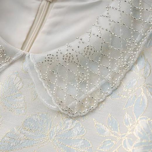 【高货wl】全新升级【铂金会员275/天猫369/差价94】(73043) 洛诗琳时尚名媛优雅新中式重工钉珠翻领金丝提花连衣裙 商品图3