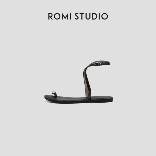 ROMI STUDIO“罗马假日”牛皮拼羊皮套趾平底休闲凉鞋 RW24RP31328 商品图1
