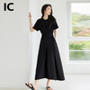 IC黑色圆领宽松气质休闲优雅连衣裙女新款通勤优雅高级感裙子 商品缩略图0