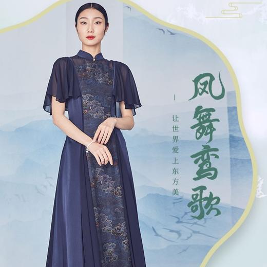 吉祥衣家新中式国风春夏新款高端气质显瘦修身女装凤舞鸾歌连衣裙 商品图0