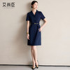 艾尚臣藏青色收腰显瘦连衣裙女2025新款高级感气质A字职业工作服 商品缩略图4