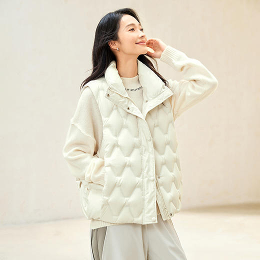 IC 立领设计宽松羽绒马甲女新款秋冬高级感气质通勤休闲上衣 商品图2