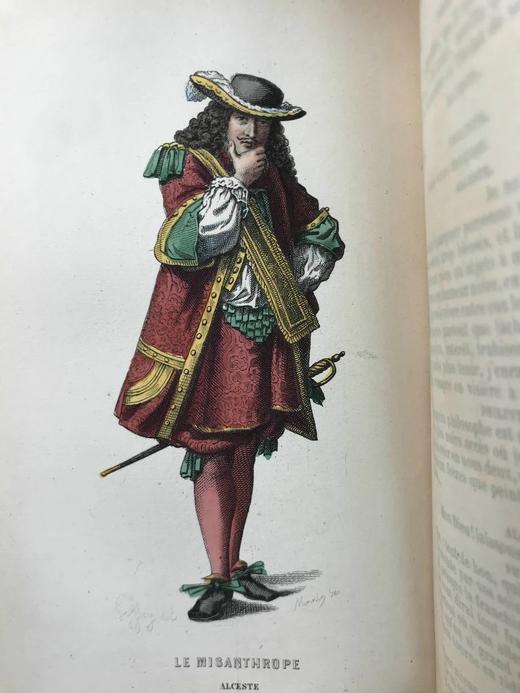 【法语】约19世纪后期 莫里哀全集（全2卷） 10幅彩色插图 真皮脊精装32开 商品图6