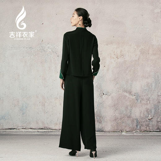 吉祥衣家新中式国风夏新款高端气质显瘦修身女装下衣翠萝西风裤子 商品图0