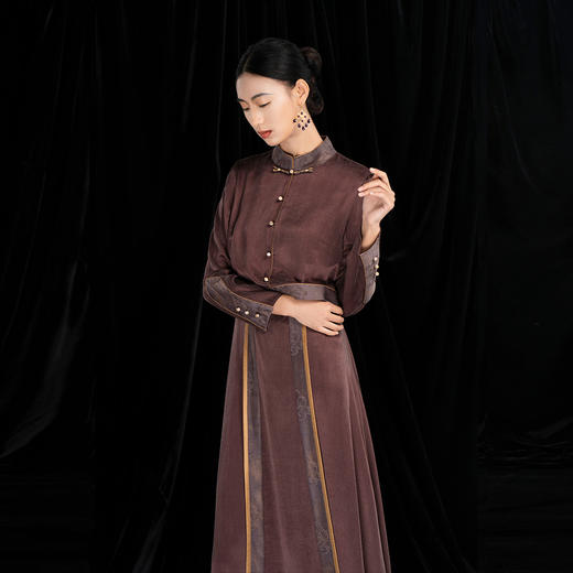 吉祥衣家新中式国风新款高端显瘦气质优雅修身女装三生路连衣裙 商品图3