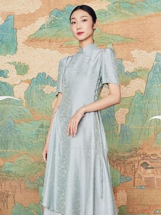 吉祥衣家中国风新中式复古女装2025新款春夏款女装余音袅袅连衣裙 商品图3