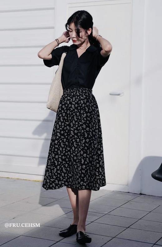 氛围感绝美松紧腰碎花半身裙 商品图9