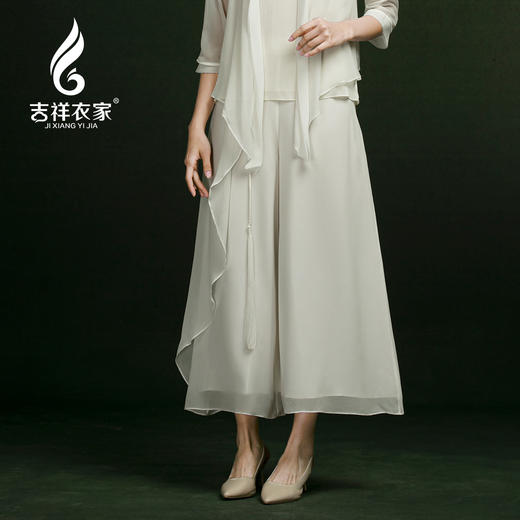 吉祥衣家新中式国风春夏新款高端气质显瘦女下衣休闲步生莲裤子 商品图2