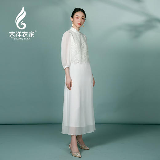 吉祥衣家新中式国风春夏新款高端气质显瘦修身女装风露幽妍连衣裙 商品图1