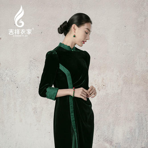 吉祥衣家新中式国风复高端气质显瘦修身女装春来江水绿如蓝连衣裙 商品图2