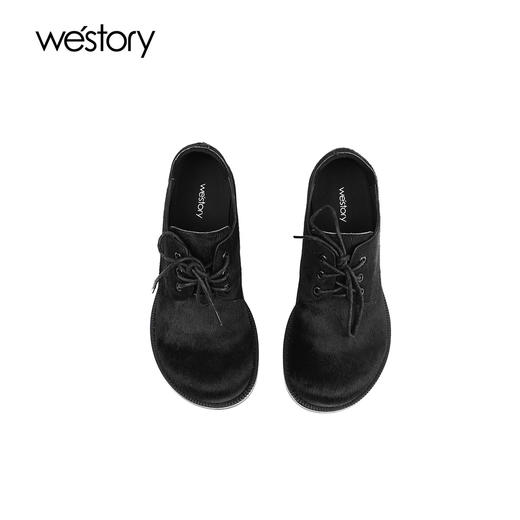 Westory春秋牛毛皮系带深口个性单鞋W24CM75231 商品图1
