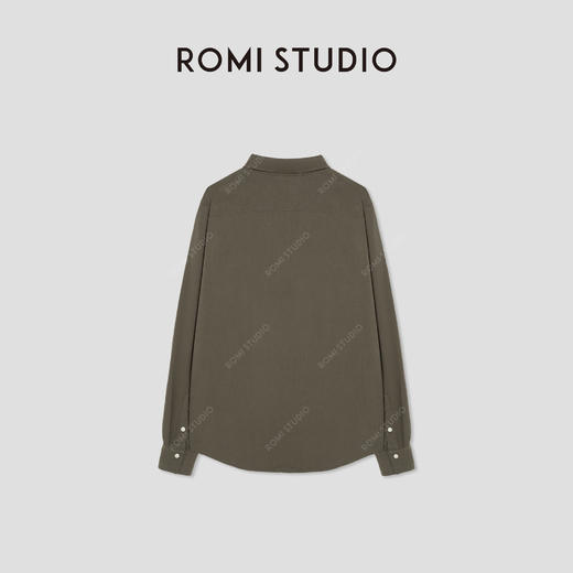 ROMI STUDIO“复古休闲”天丝棉麻软洗水撞色扣贴袋衬衣RW24ASZ0455 商品图4