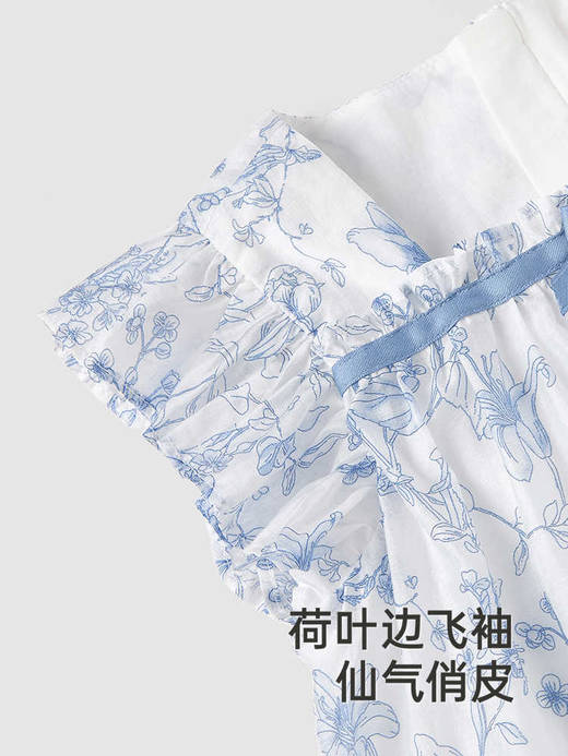 英氏女童短袖T恤夏季透气背心国风2025新款宝宝上衣YRTCJ2R053A 商品图2