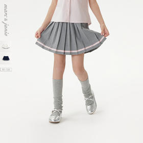 马克珍妮女童复古学院撞色百褶短裙半身裙儿童裙子秋装新款241502