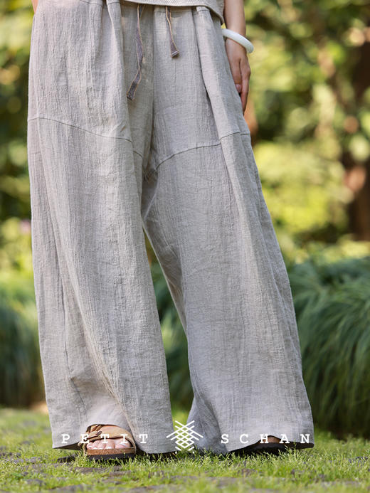 PETIT SCHAN小闪 CLO#777 spirit 风骨 纯亚麻分割解构阔腿裤长裤 商品图5