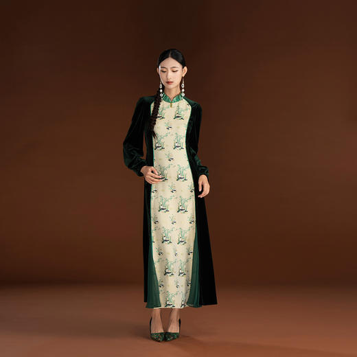 吉祥衣家新中式国风新款高端气质时尚显瘦修身女装月华独清连衣裙 商品图1