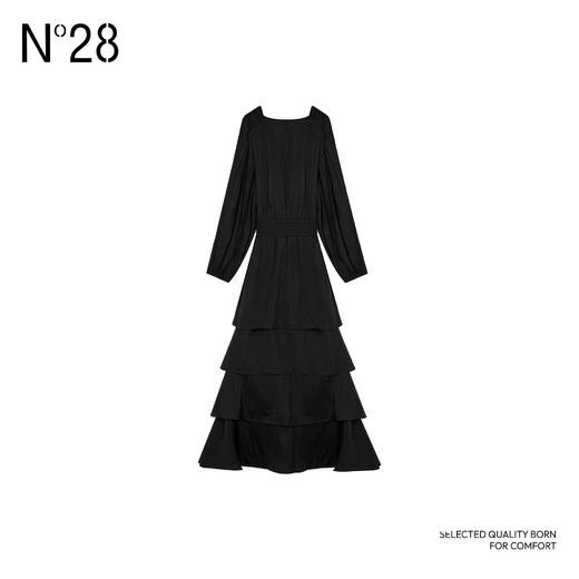 【破价】N°28 2025春季新款长款连衣裙 显瘦气质高腰V领设计感蓬蓬裙885241L518 商品图4