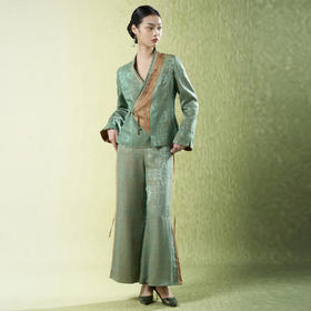 吉祥衣家新中式国风夏新款高端气质显瘦修身女装缕销金鼎上衣