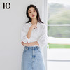 IC 法式气质七分短袖斜门襟衬衫宽松V领上衣休闲百搭衬衣外套女夏 商品缩略图1