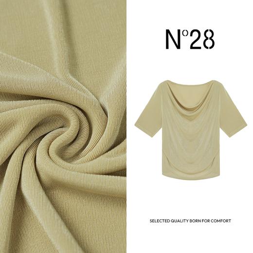 【破价】N°28 2025春季新款醋酸T恤 显瘦堆堆领时尚百搭设计感薄款上衣895141T354 商品图0