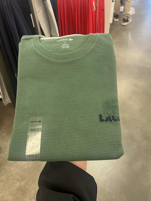 Lacoste/法国鳄鱼 男士华夫格刺绣LOGO居家纯棉圆领长袖T恤TH8089 商品图3