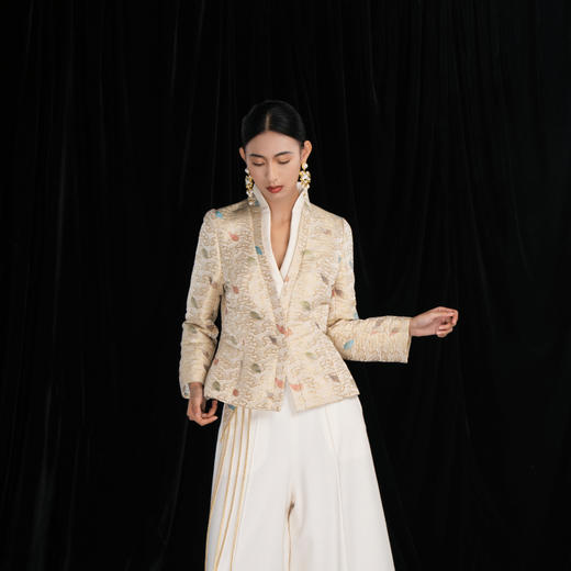 吉祥衣家国潮老云锦提花中式轻奢小香风百搭女装高驰邈邈上衣外套 商品图3