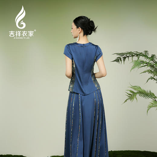 吉祥衣家新中式国风春夏新款高端气质显瘦修身女装晓星沉上衣 商品图3