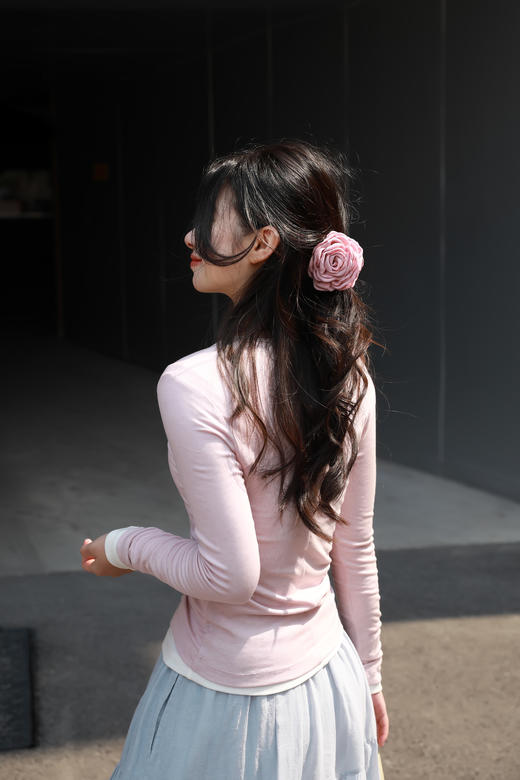 花朵发圈和发夹！bu退bu换~布艺抓夹+缎面褶皱头花大肠发圈~ 商品图7