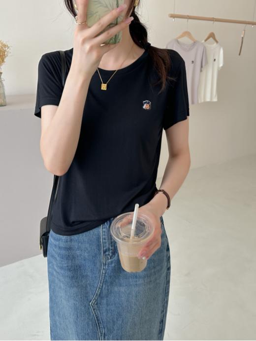 👏桑蚕丝圆领T恤，不要太好穿🌝【NECHEER柏奥玛夏季女士莫代尔桑蚕丝圆领T恤25901👍】 3色可选：黑色 白色 驼色 商品图1