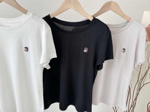 👏桑蚕丝圆领T恤，不要太好穿🌝【NECHEER柏奥玛夏季女士莫代尔桑蚕丝圆领T恤25901👍】 3色可选：黑色 白色 驼色 商品图4