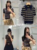 miumi*|缪谬针织撞色条纹复古翻领女士polo衫短袖 商品缩略图0