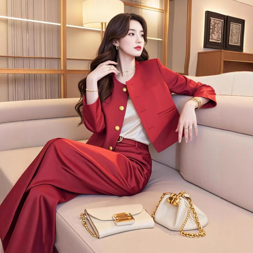 早春轻奢高级感大方得体正式场合气质小香风西装外套裤子职业套装 商品图1