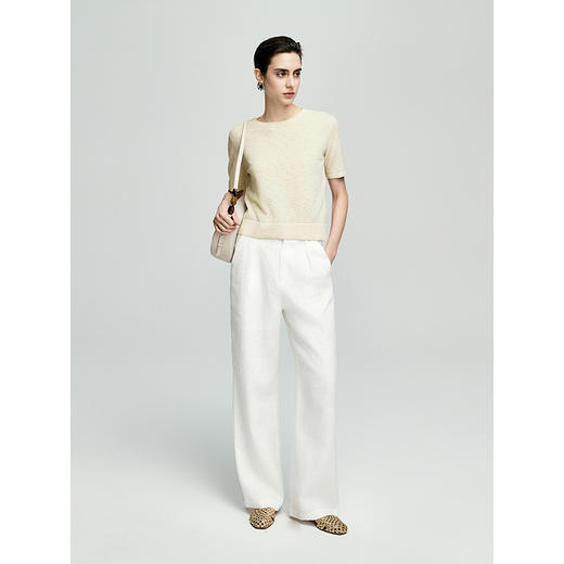 棉仓362635016-初棉棉麻竹节-圆领短袖针织衫 商品图2