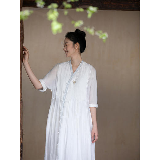 牧衣游原创 机绣苎麻风衣新品清凉透薄白色浪漫文艺开衫 静听风 商品图1