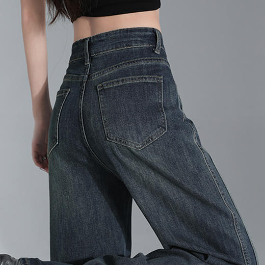 罗蒙四季款女士牛仔裤高腰显瘦直筒阔腿裤百搭休闲女长裤好穿通勤裤子 商品图4