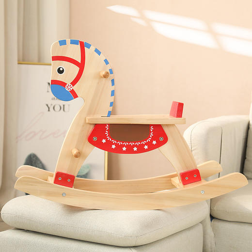 【每个孩子童年都有一只摇摇马~】儿童摇马 木制摇摇椅 大人可坐 宝宝玩具摇摇木马 儿童木马-QQ 商品图2