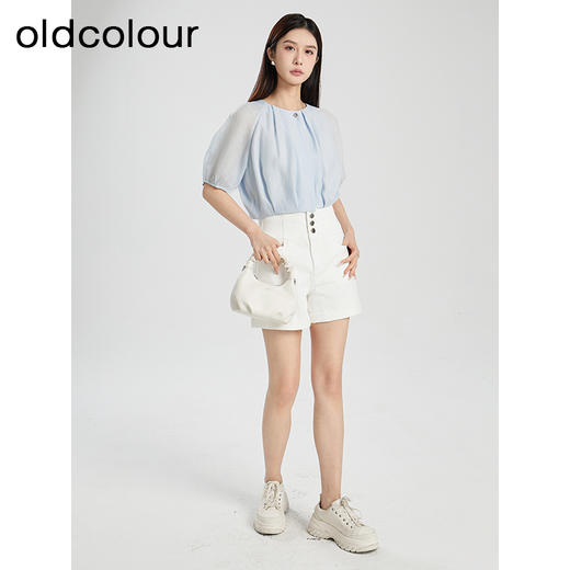 oldcolour夏季新款小清新气质设计感百搭短款短袖衬衫女Q250104A1 商品图5
