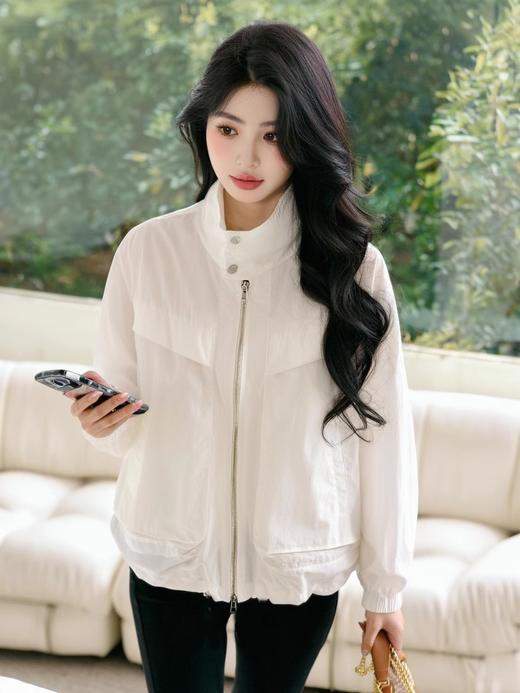 奢姿大码女装2025夏季减龄抽绳设计时尚防晒上衣胖妹妹半高领外套9952353198 商品图1