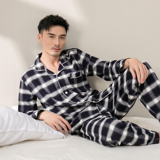 康妮雅男式长袖长裤开襟套装 商品图2