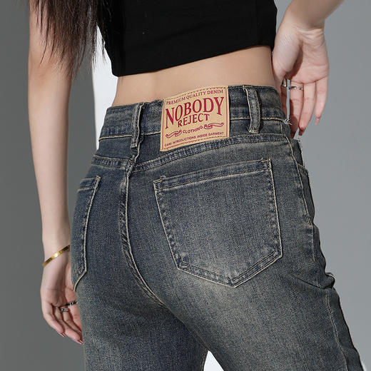 罗蒙女士四季牛仔裤直筒微喇裤高腰显瘦时尚百搭休闲通勤长裤女 商品图5
