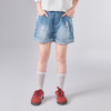笛莎Deesha 童装女童裤子2025夏新款女童时尚抓须破洞设计牛仔短裤 商品缩略图1