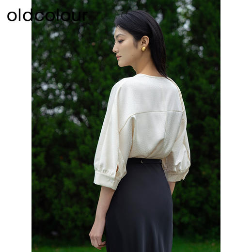 oldcolour夏季新款新中式简约气质百搭中袖套头衬衫女Q220111A1 商品图4
