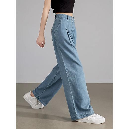 初语石洗丹宁丨星钻蓝牛仔裤女2025年早春新款天丝轻薄长裤阔腿裤 商品图2