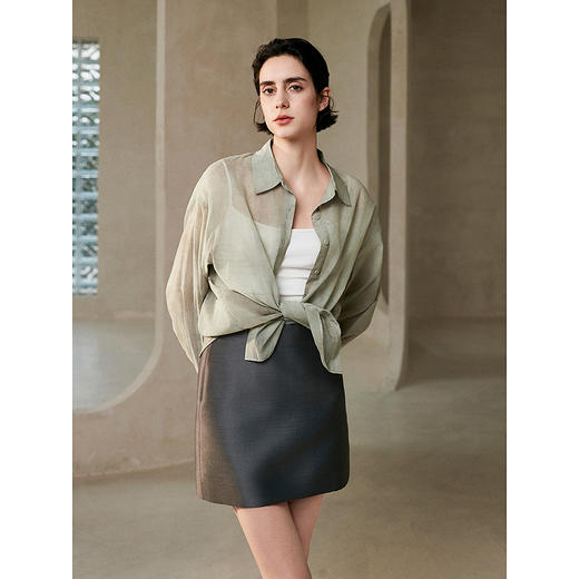 棉仓362604016-初棉宽松薄款扎染长袖衬衫 商品图1