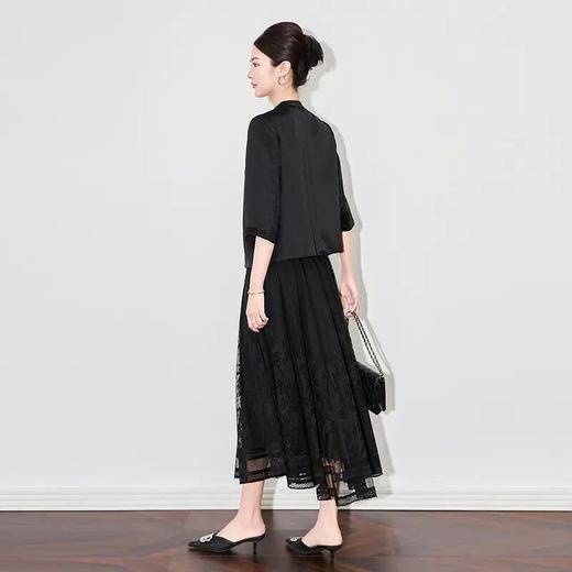 【高货wl】全新升级【铂金会员330/天猫449/差价119】(95932) 洛诗琳春夏新款简约时尚通勤无领醋酸缎纯色西装外套上衣 商品图3