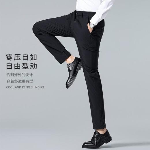 冰丝凉感休闲裤男宽松直筒商务通勤西裤垂感抗皱薄款长裤    WL-L19-8803 商品图2