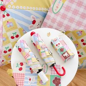 【晴雨两用】可爱小狗弯钩防晒伞 折叠伞小巧便携遮阳伞 高颜值自动女防晒防紫外线