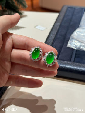 老坑玻璃种艳绿蛋面耳钉【4221307】具体价格微信咨询