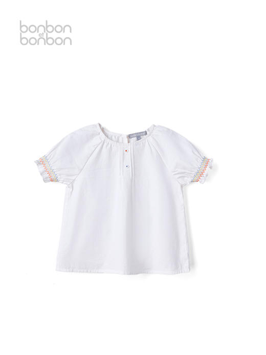 米白撞色打揽上衣 商品图0